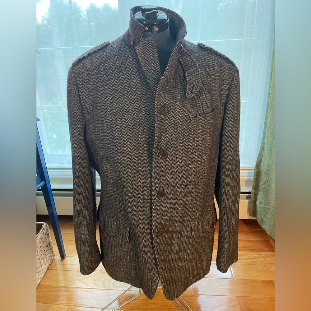 Banana Republic Brown Herringbone Military-Style Field Jacket